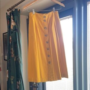 Madewell Mustard button front midi skirt